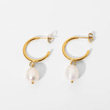 Maya Open Hoop Pearl Earrings