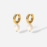Kate Pearl Drop Huggie Earrings