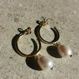 Maya Open Hoop Pearl Earrings