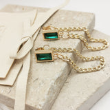 Sian Emerald Green Drop Chain Earrings
